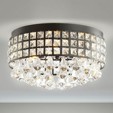 Meredith 14.5" Crystal Drops/Metal LED Flush Mount - JONATHAN Y